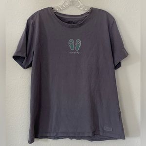 Life is good Women Large Short Sleeve Crewneck T-shirt Simplify